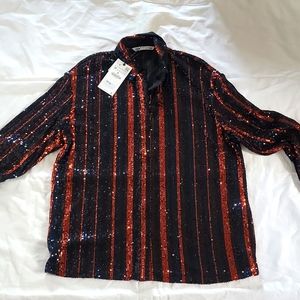 Sequin long sleeveed shirt M